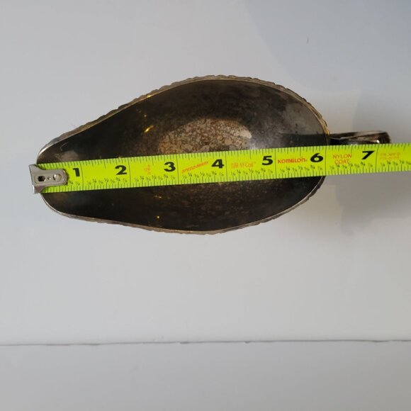 Vintage Silver Plate Gravy Boat With Ornate Handle & Scalloped Edges 4.5" Height - Picture 7 of 7